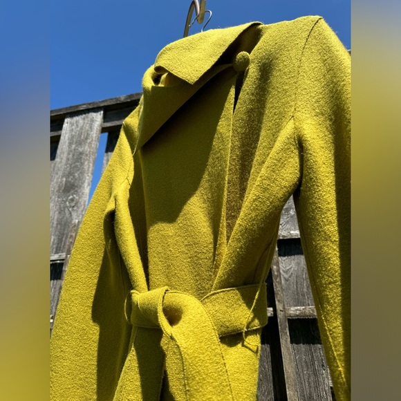 Beyond Threads chartreuse felted alpaca wool wrap coat extra small - Picture 5 of 11